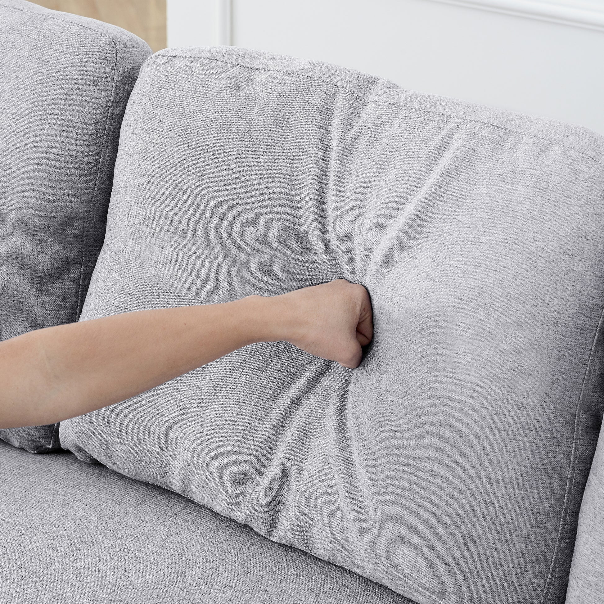 Fx78.7"Comfortable Linen L Shaped Combo Sofa Sofa Bed, Living Room Furniture Sets For Tight Spaces, Reversible Sleeper Combo Sofa With Pullout Bed,Reversible Sofa Bed For Living Room, Office, Apartmen Light Gray Linen Wood Primary Living Space Foam