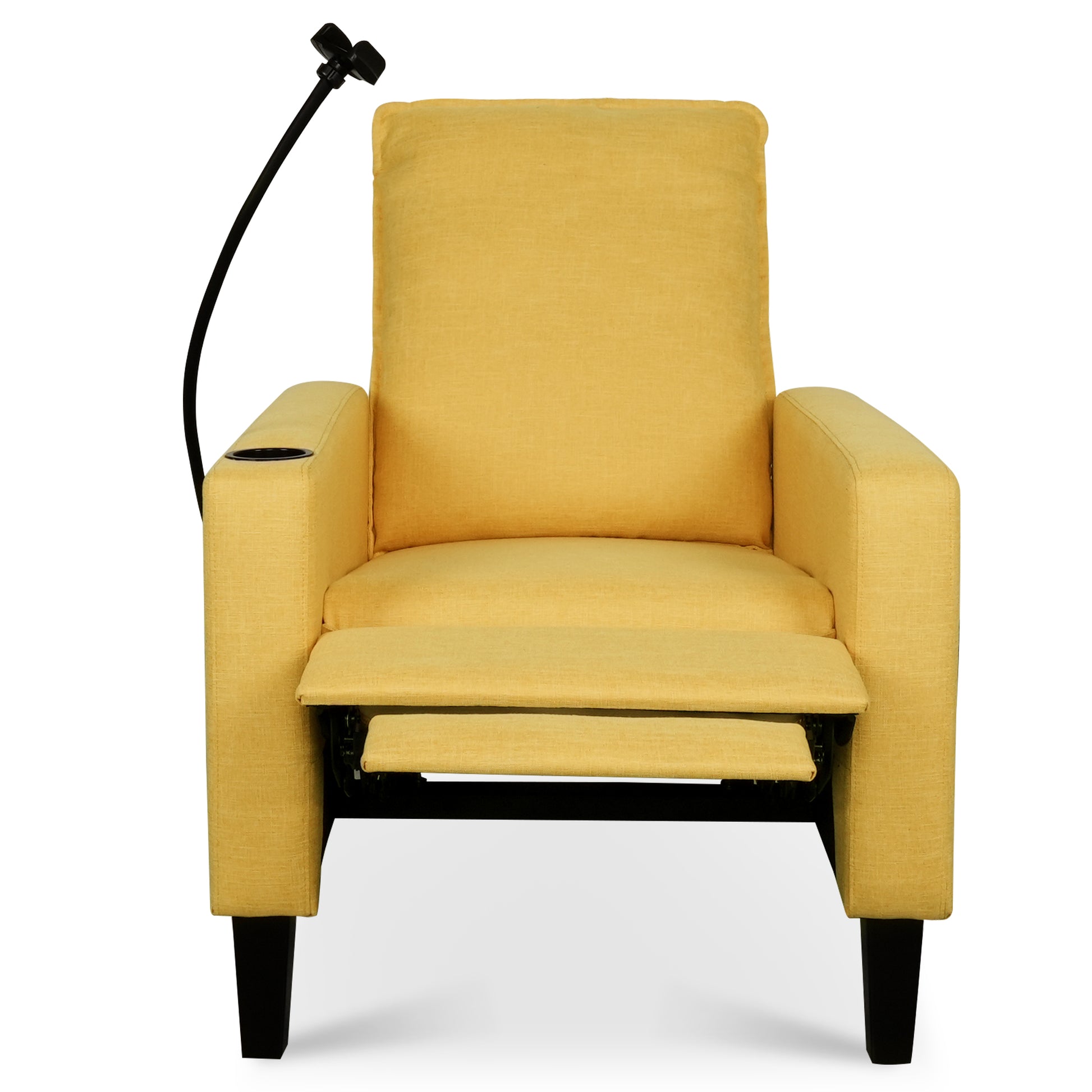 Recliner Chairs For Adults, Adjustable Recliner Sofa With Mobile Phone Holder & Cup Holder, Modern Reclining Chairs Fabric Push Back Recliner Chairs For Living Room, Bedroom, Yellow Yellow Foam Polyester