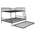 Full Xl Over Queen Metal Bunk Bed With Twin Size Trundle, Black Black Iron