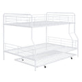 Full Xl Over Queen Metal Bunk Bed With Twin Size Trundle, White White Iron