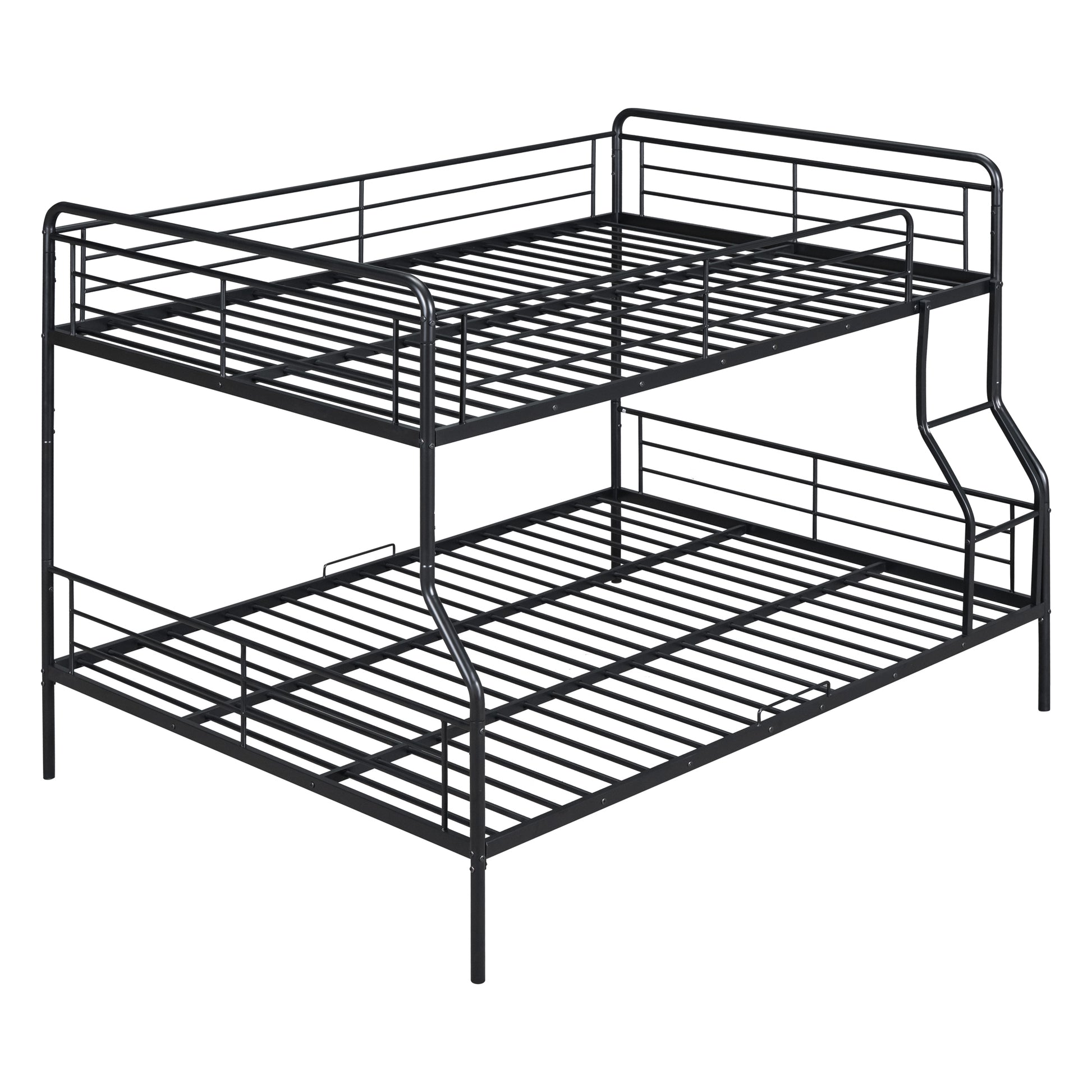 Full Xl Over Queen Metal Bunk Bed, Black Black Iron