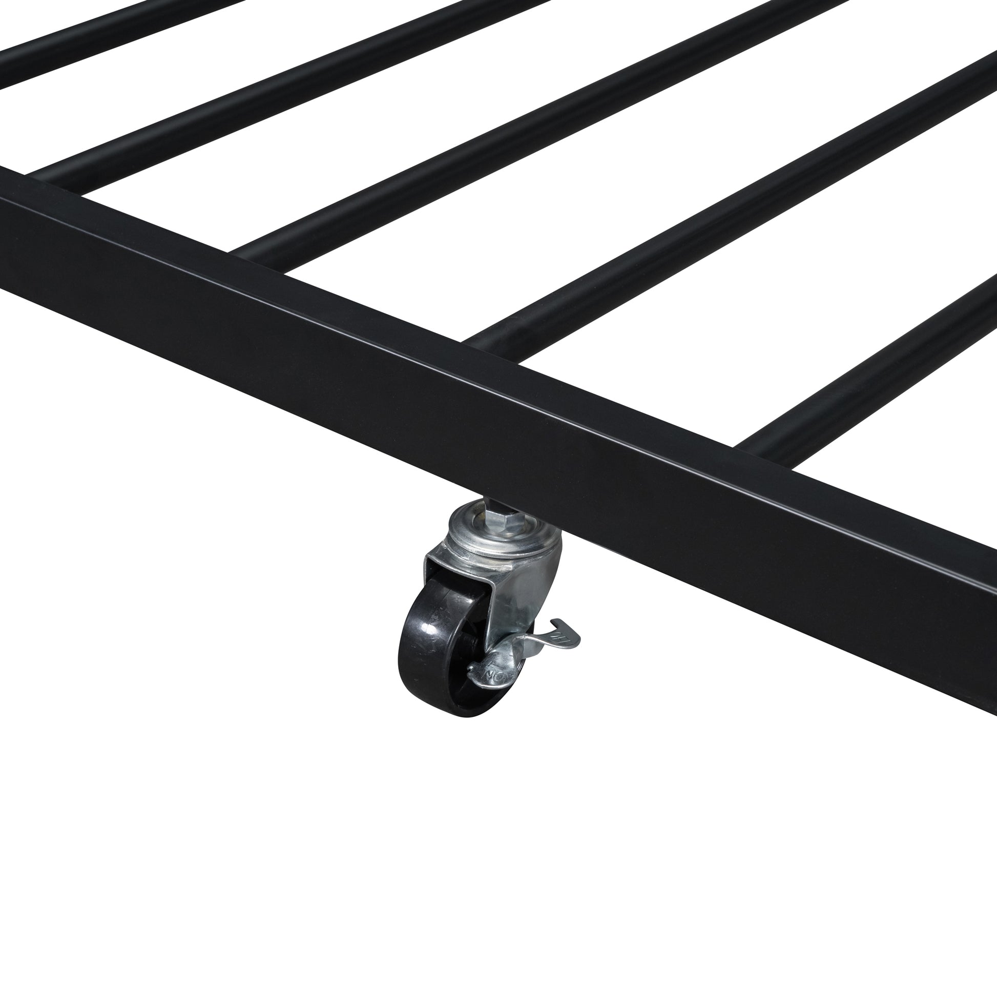 Full Xl Over Queen Metal Bunk Bed With Twin Size Trundle, Black Black Iron