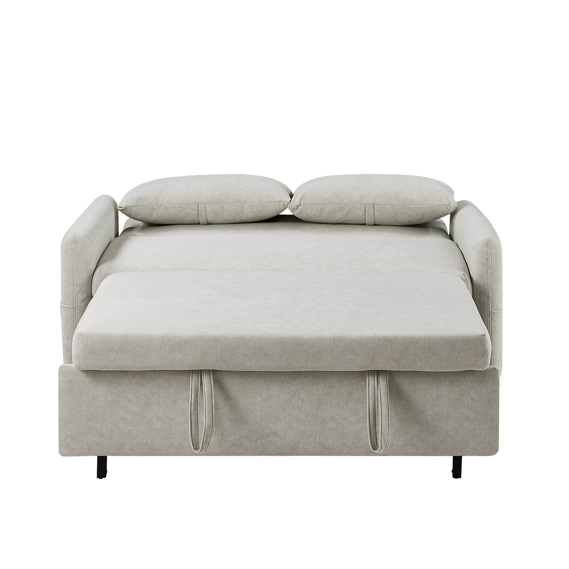 55.1" Pull Out Sleep Sofa Bed Loveseats Sofa Couch With Adjsutable Backrest, Storage Pockets, 2 Soft Pillows, Usb Ports For Living Room, Bedroom, Apartment, Office, Beige Old Sku: Wf315689Aaa Beige Foam Microfiber 2 Seat