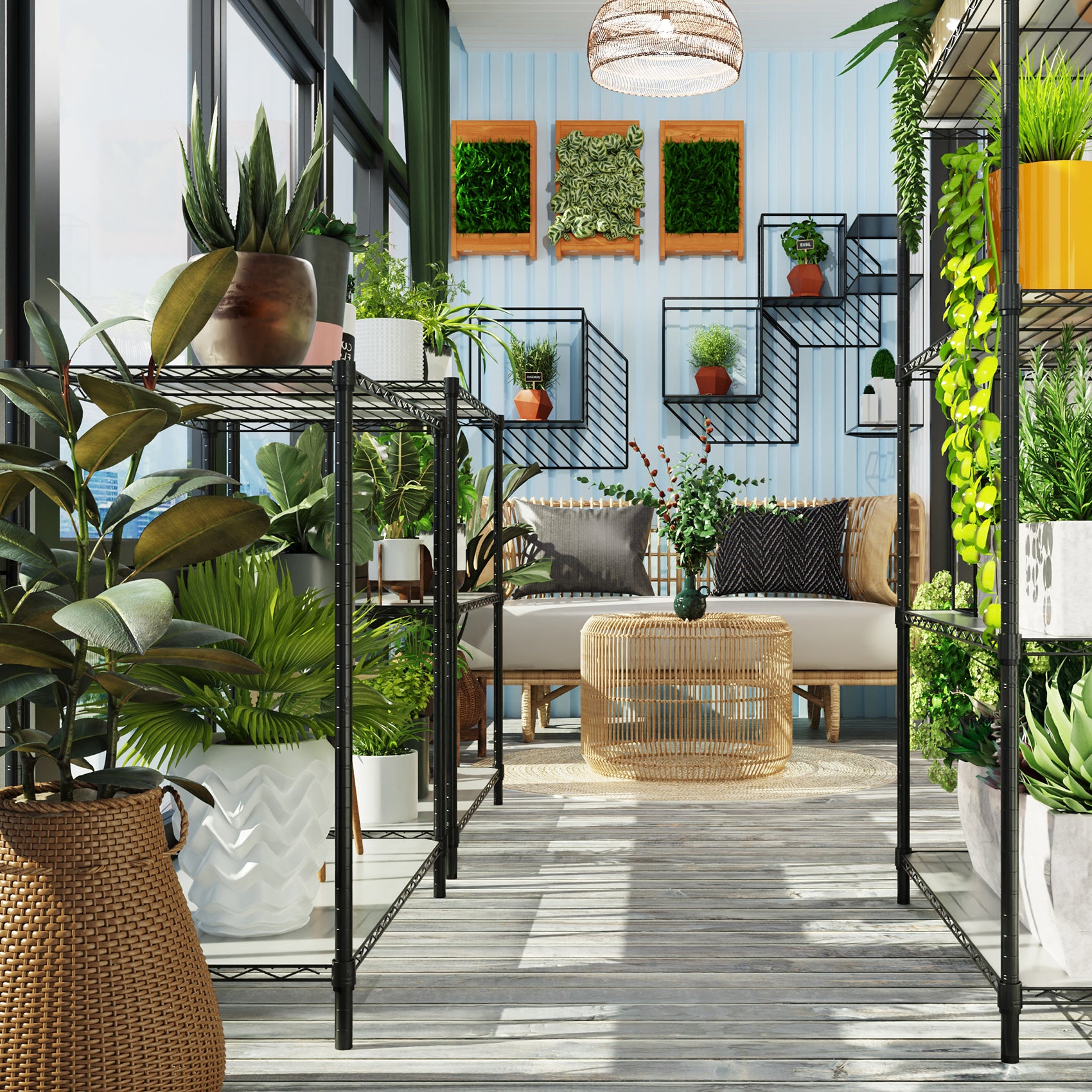 5 Tier Shelf Wire Shelving Unit 5T 1636 B Lkj, 72H Black Iron Plastic