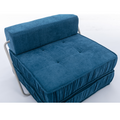Folding Sofa Bed, Futon Sleeper Chair, Convertible Chair Floor Couch & Sleeping Mattress For Living Room, Guest Room, Home Office, Apartment, Small Space, Bed, Removable Back Cushion, Blue, 1 Seat Blue Chenille Primary Living Space Pillow Back Soft