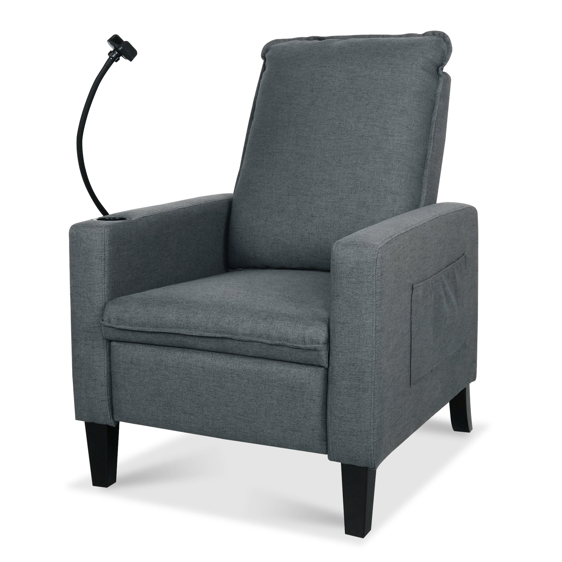Recliner Chairs For Adults, Adjustable Recliner Sofa With Mobile Phone Holder & Cup Holder, Modern Reclining Chairs Fabric Push Back Recliner Chairs For Living Room, Bedroom, Gray Grey Foam Polyester