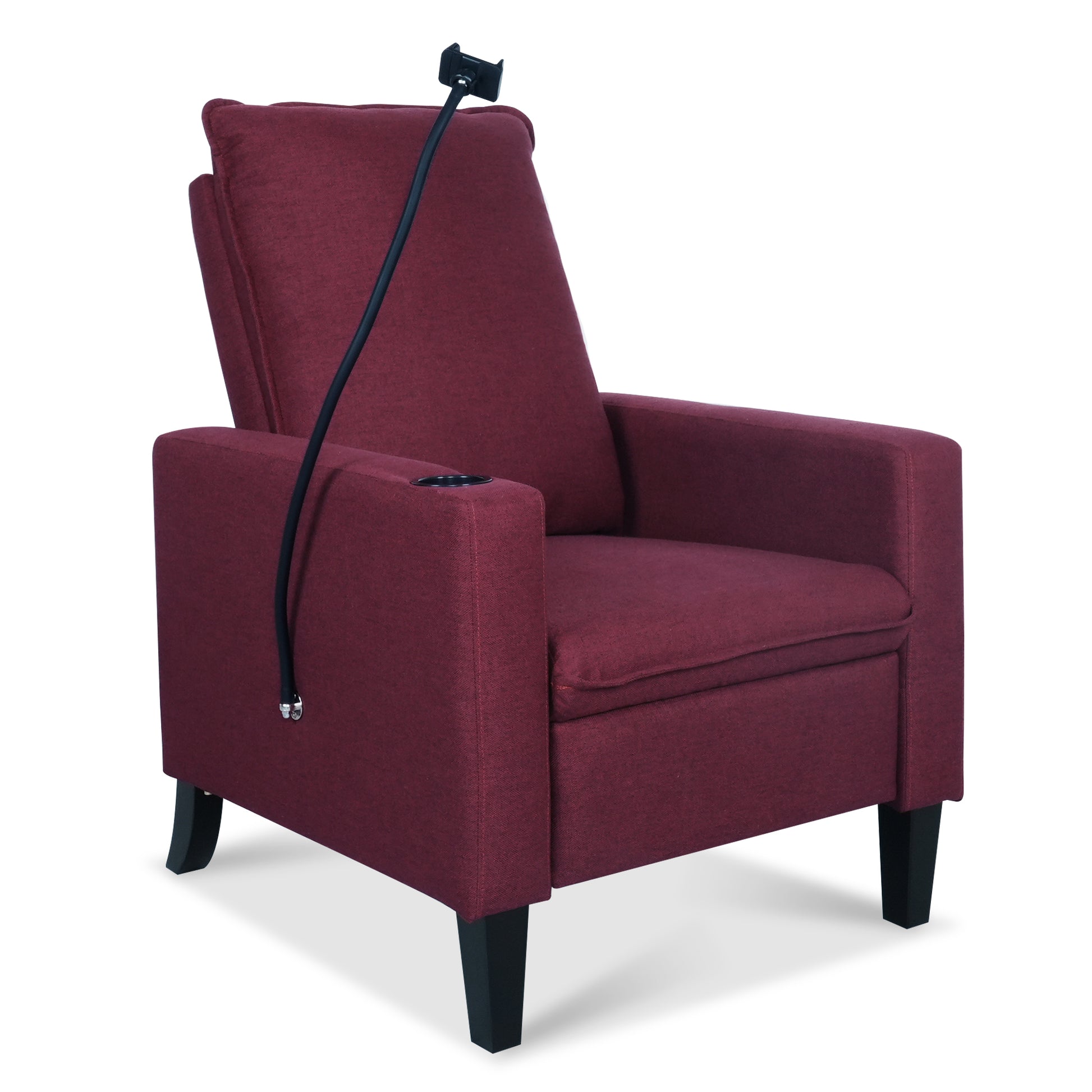 Recliner Chairs For Adults, Adjustable Recliner Sofa With Mobile Phone Holder & Cup Holder, Modern Reclining Chairs Fabric Push Back Recliner Chairs For Living Room, Bedroom, Red Red Foam Polyester