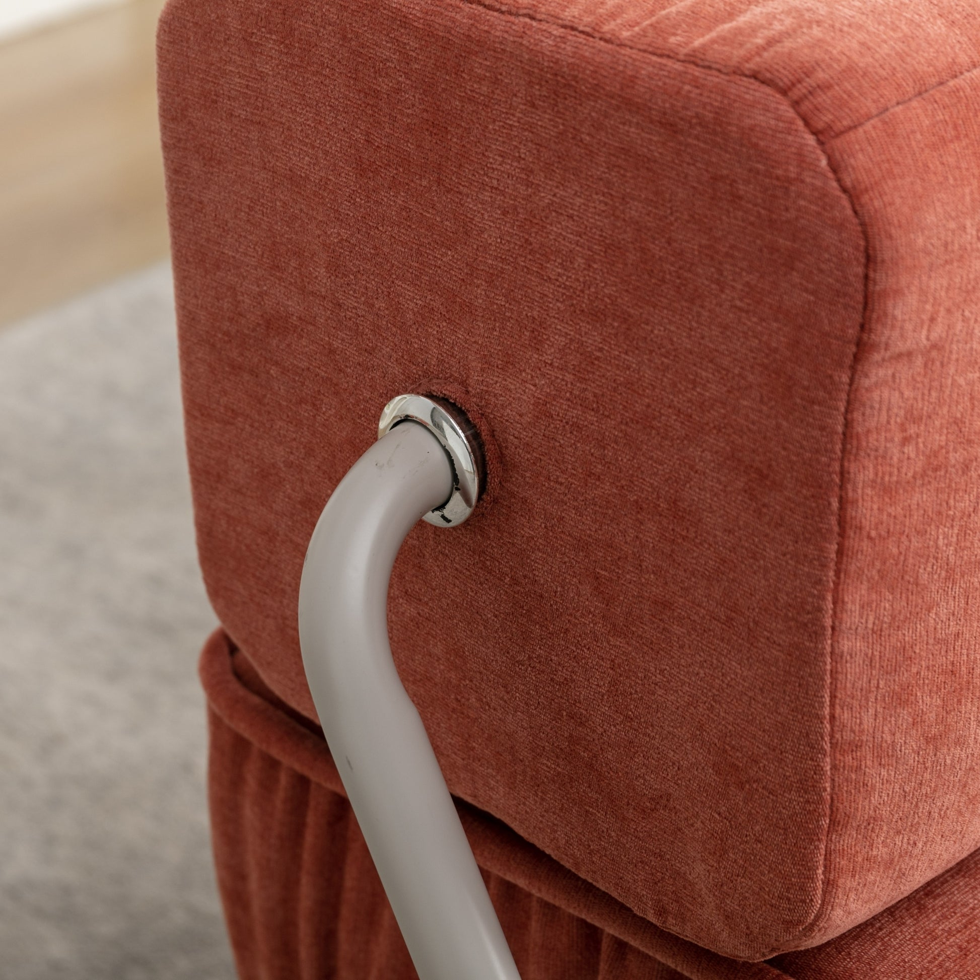 Folding Sofa Bed, Futon Sleeper Chair, Convertible Chair Floor Couch & Sleeping Mattress For Living Room, Guest Room, Home Office, Apartment, Small Space, Bed, Removable Back Cushion, Orange, 1 Seat Orange Chenille Primary Living Space Pillow Back Soft