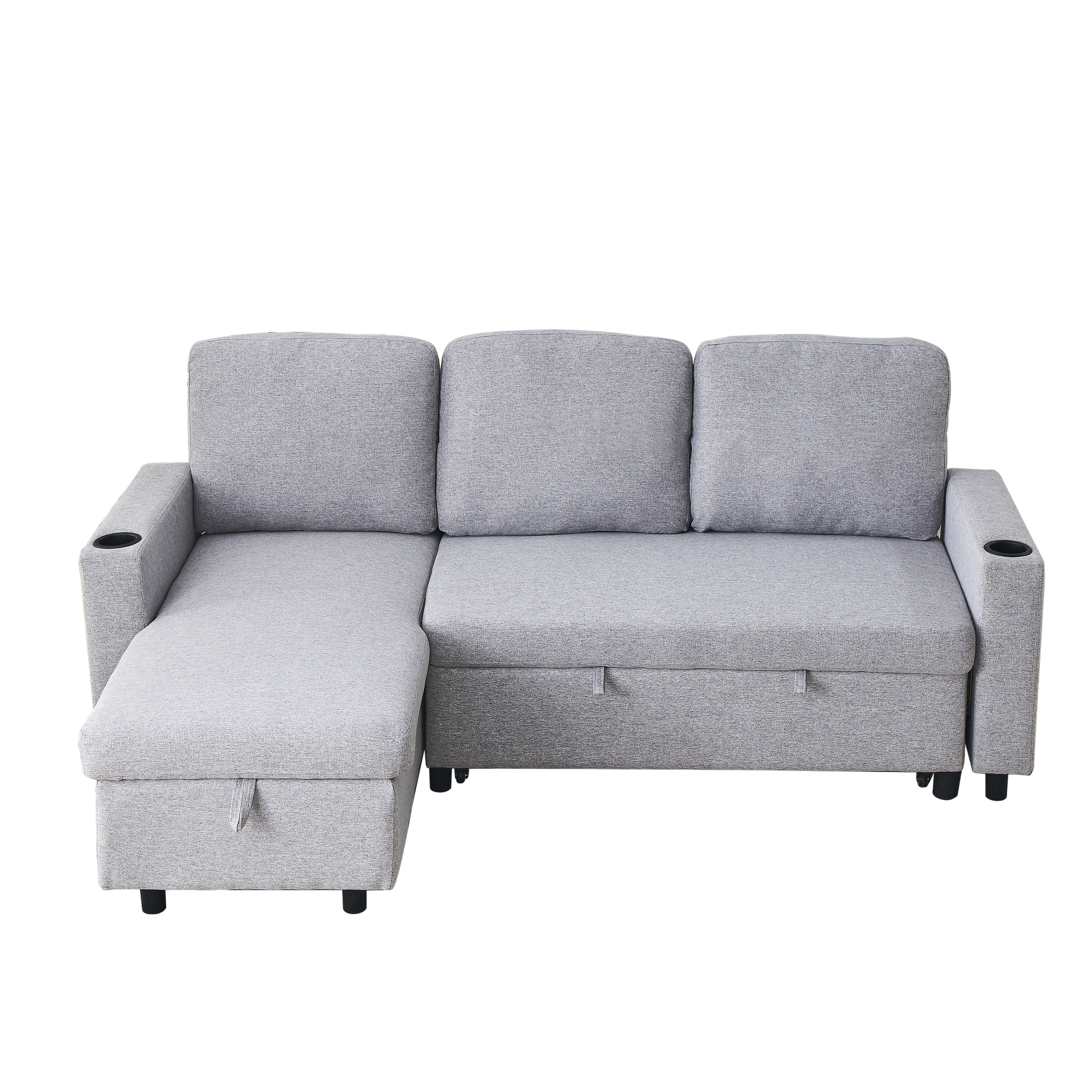 Fx78.7"Comfortable Linen L Shaped Combo Sofa Sofa Bed, Living Room Furniture Sets For Tight Spaces, Reversible Sleeper Combo Sofa With Pullout Bed,Reversible Sofa Bed For Living Room, Office, Apartmen Light Gray Linen Wood Primary Living Space Foam