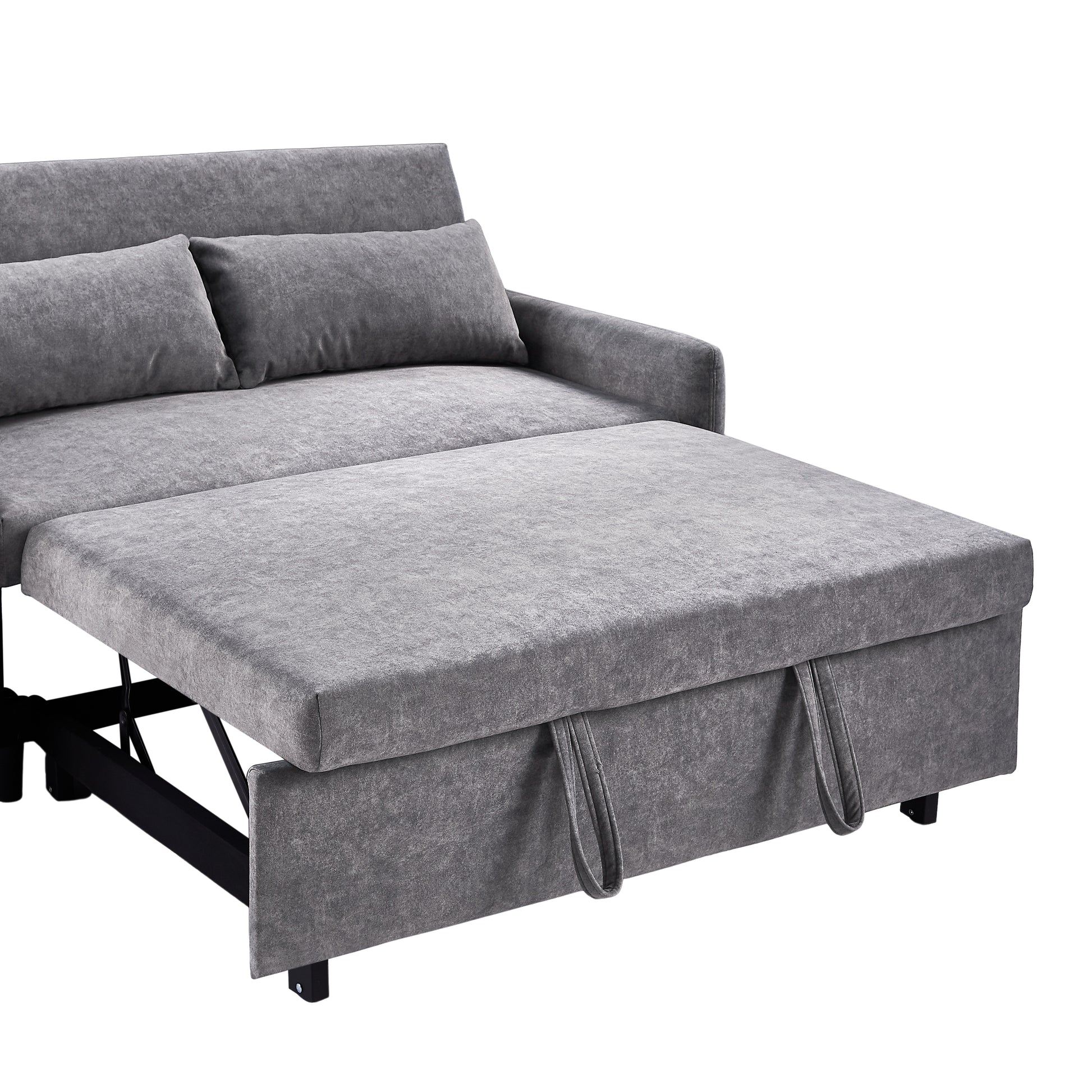 55.1" Pull Out Sleep Sofa Bed Loveseats Sofa Couch With Adjsutable Backrest, Storage Pockets, 2 Soft Pillows, Usb Ports For Living Room, Bedroom, Apartment, Office,Grey Old Sku:Wf315689Aae Grey Foam Microfiber 2 Seat