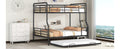 Full Xl Over Queen Metal Bunk Bed With Twin Size Trundle, Black Black Iron
