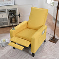 Recliner Chairs For Adults, Adjustable Recliner Sofa With Mobile Phone Holder & Cup Holder, Modern Reclining Chairs Fabric Push Back Recliner Chairs For Living Room, Bedroom, Yellow Yellow Foam Polyester