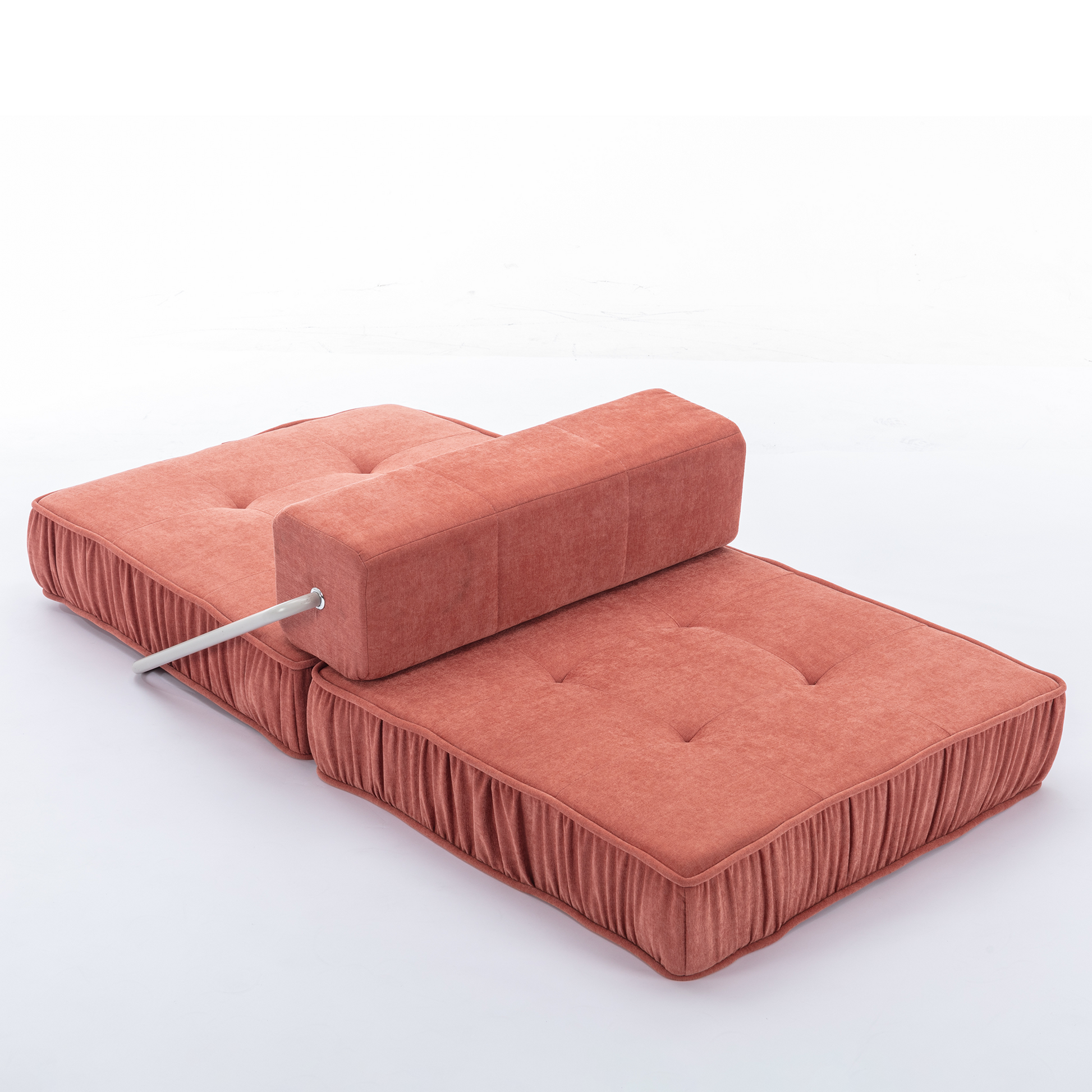 Folding Sofa Bed, Futon Sleeper Chair, Convertible Chair Floor Couch & Sleeping Mattress For Living Room, Guest Room, Home Office, Apartment, Small Space, Bed, Removable Back Cushion, Orange, 1 Seat Orange Chenille Primary Living Space Pillow Back Soft