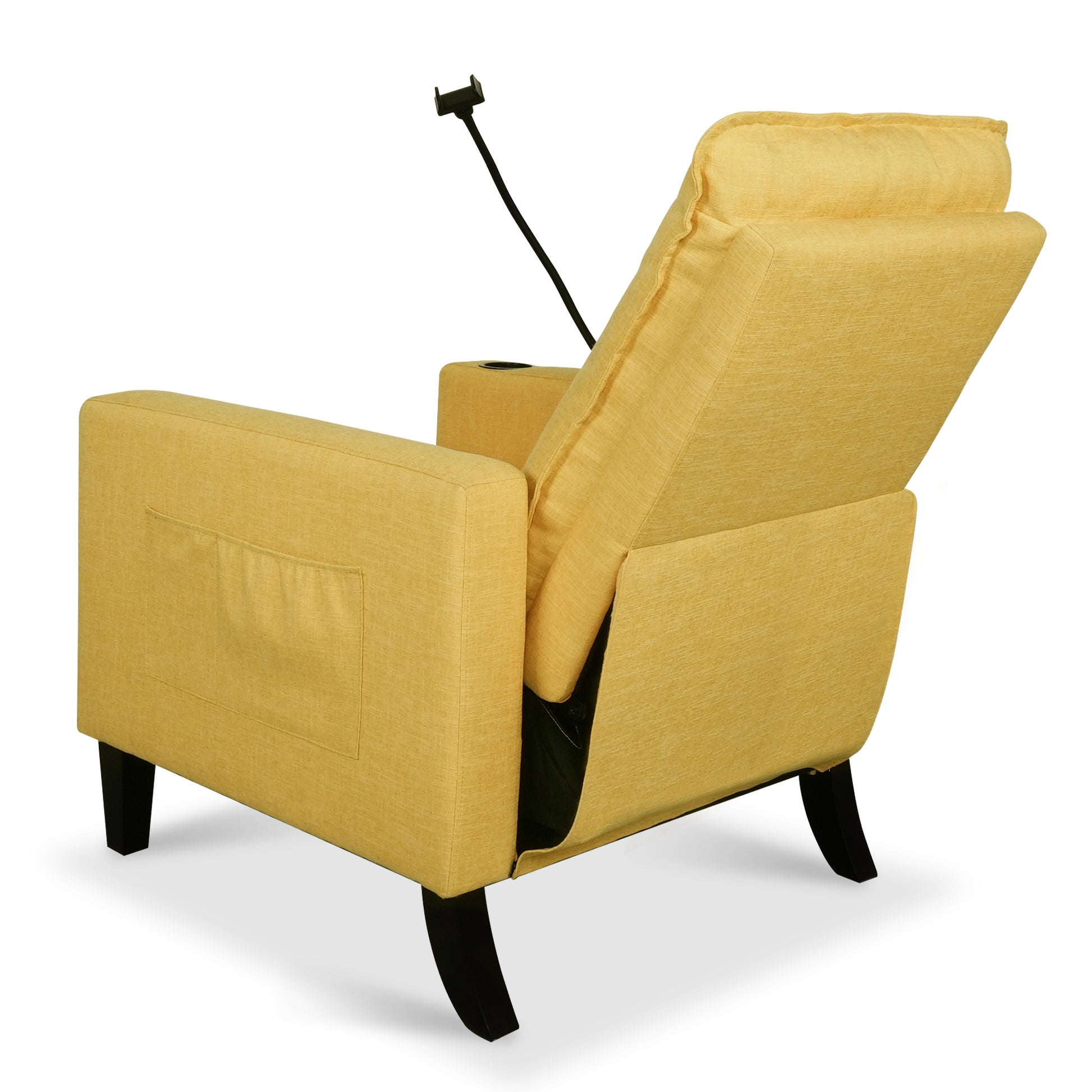 Recliner Chairs For Adults, Adjustable Recliner Sofa With Mobile Phone Holder & Cup Holder, Modern Reclining Chairs Fabric Push Back Recliner Chairs For Living Room, Bedroom, Yellow Yellow Foam Polyester