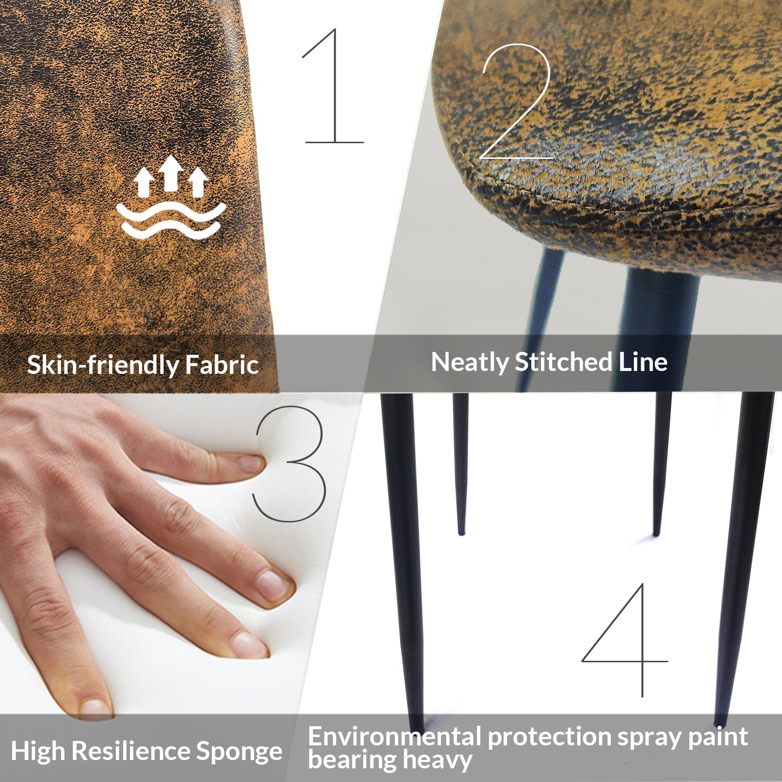 Mdf Wood Colour Dining Table And Modern Dining Chairs Set Of 4, Mid Century Wooden Kitchen Table Set, Metal Base & Legs, Dining Room Table And Suede Chairs Natural Wood Dining Room Mid Century Modern Mdf Mdf