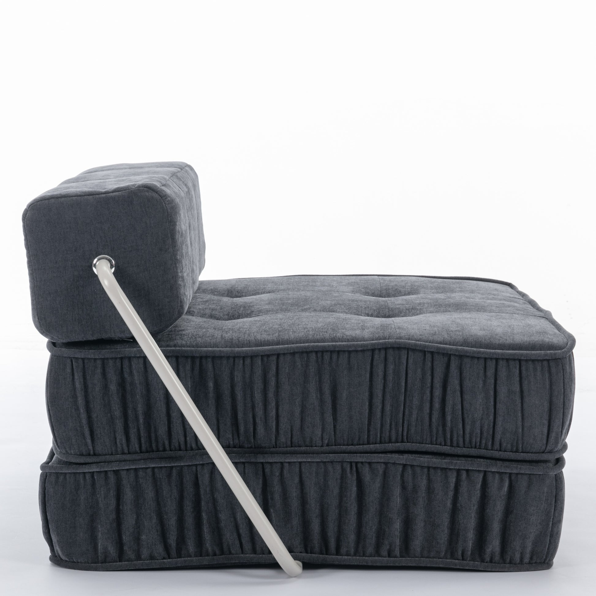 Folding Sofa Bed, Futon Sleeper Chair, Convertible Chair Floor Couch & Sleeping Mattress For Living Room, Guest Room, Home Office, Apartment, Small Space, Bed, Removable Back Cushion, Grey, 1 Seat Grey Chenille Primary Living Space Pillow Back Soft