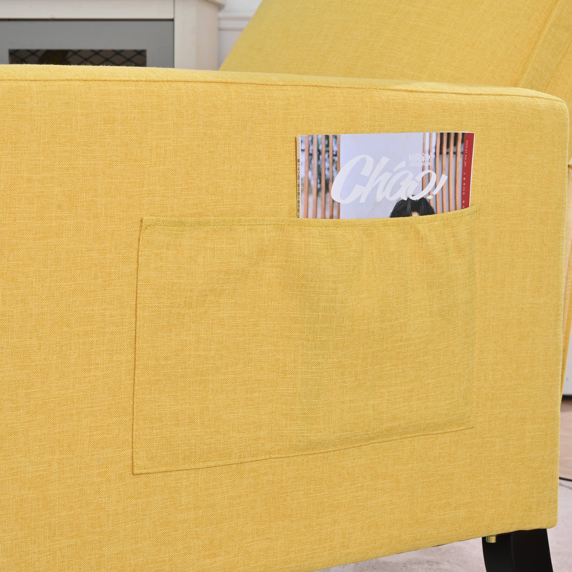 Recliner Chairs For Adults, Adjustable Recliner Sofa With Mobile Phone Holder & Cup Holder, Modern Reclining Chairs Fabric Push Back Recliner Chairs For Living Room, Bedroom, Yellow Yellow Foam Polyester