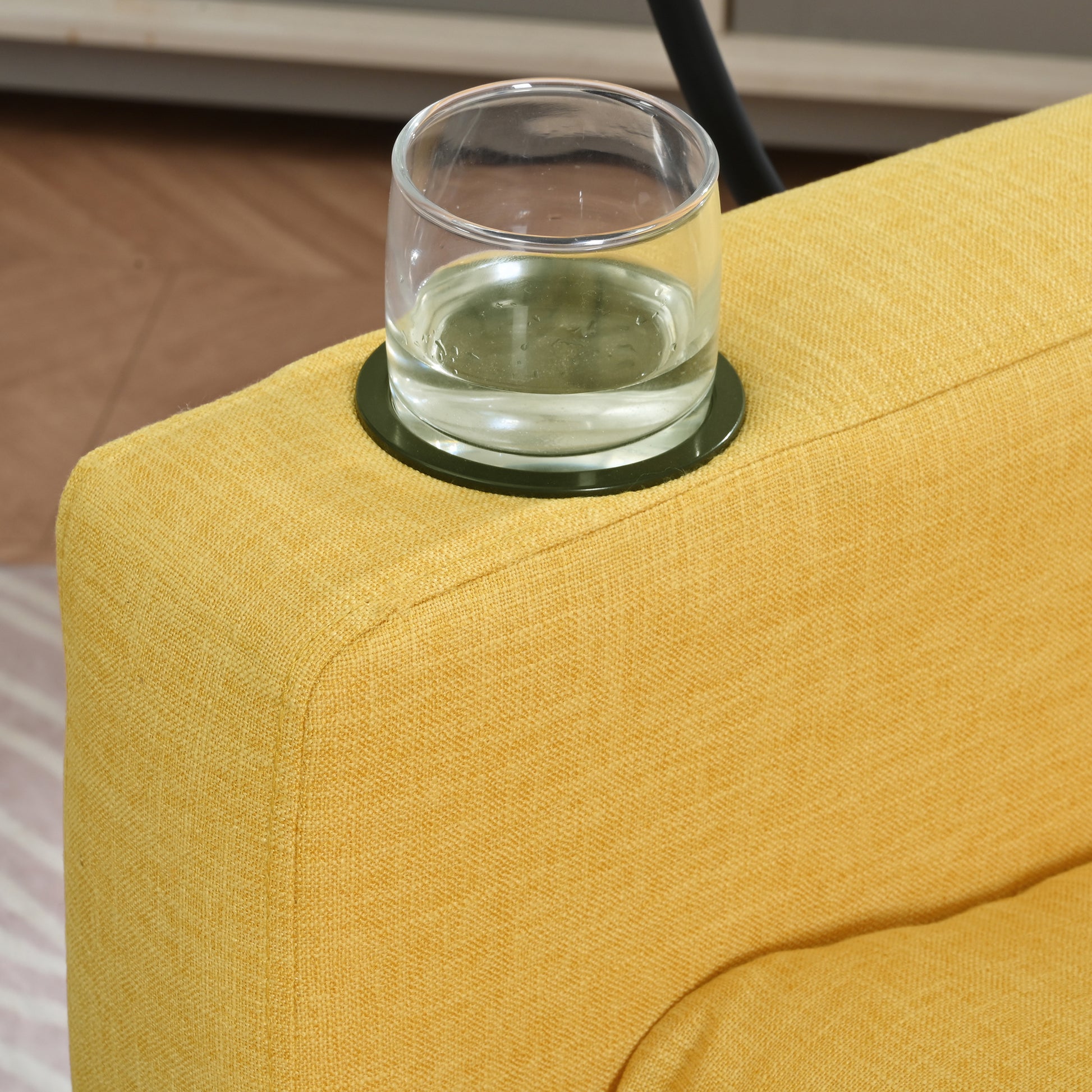 Recliner Chairs For Adults, Adjustable Recliner Sofa With Mobile Phone Holder & Cup Holder, Modern Reclining Chairs Fabric Push Back Recliner Chairs For Living Room, Bedroom, Yellow Yellow Foam Polyester