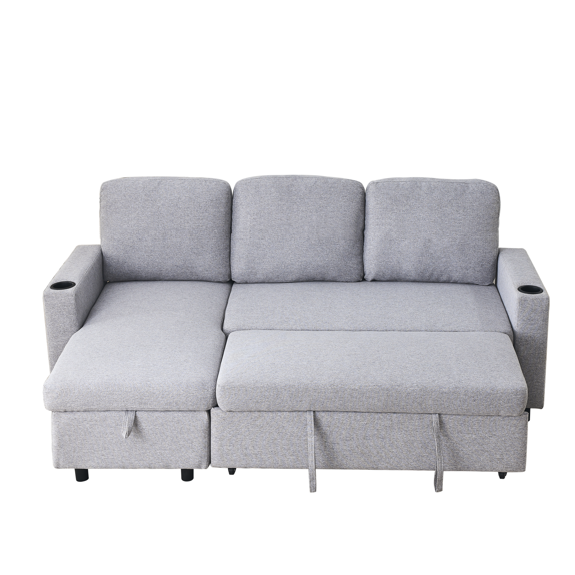 Fx78.7"Comfortable Linen L Shaped Combo Sofa Sofa Bed, Living Room Furniture Sets For Tight Spaces, Reversible Sleeper Combo Sofa With Pullout Bed,Reversible Sofa Bed For Living Room, Office, Apartmen Light Gray Linen Wood Primary Living Space Foam