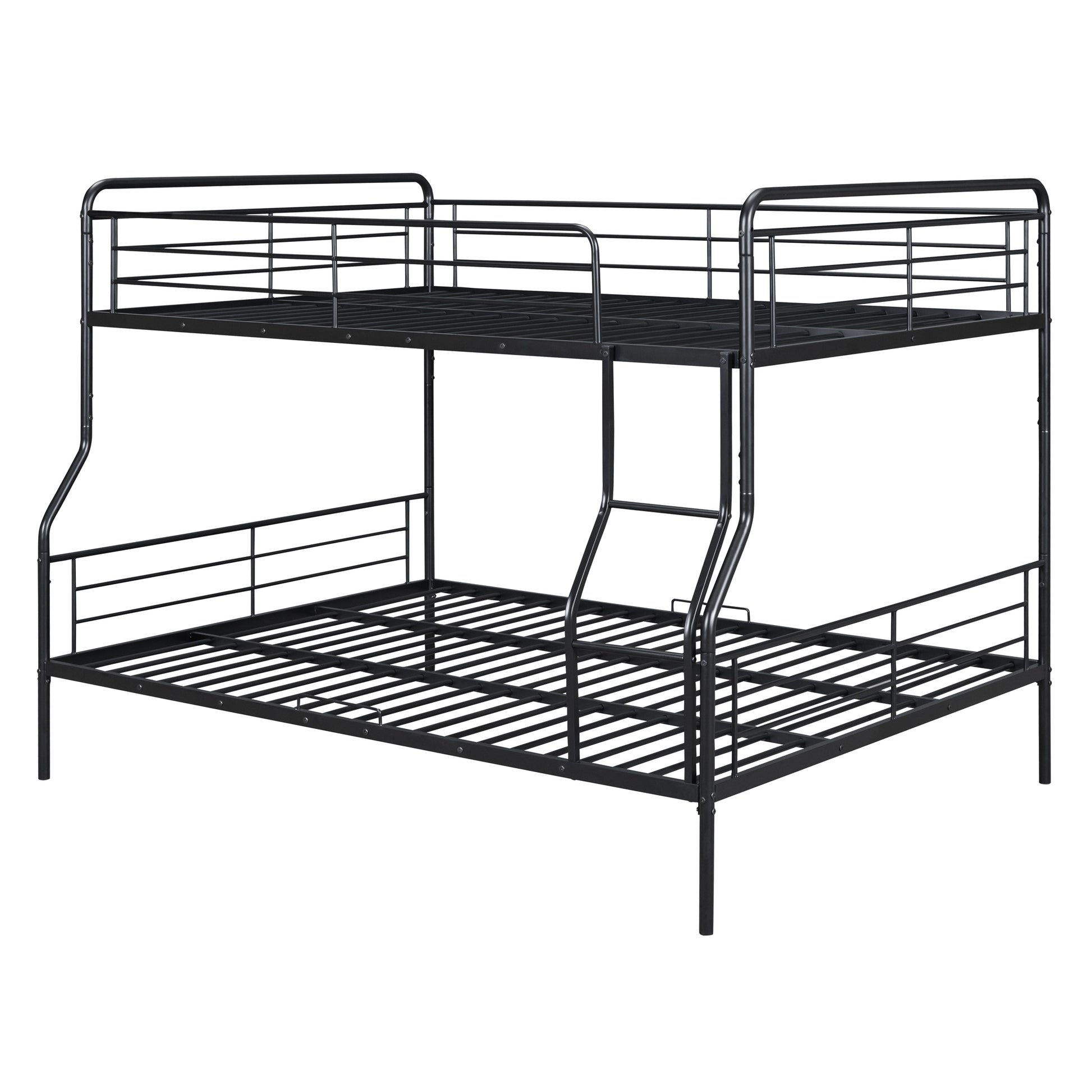 Full Xl Over Queen Metal Bunk Bed, Black Black Iron