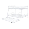 Full Xl Over Queen Metal Bunk Bed With Twin Size Trundle, White White Iron