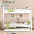 Full Xl Over Queen Metal Bunk Bed With Twin Size Trundle, White White Iron