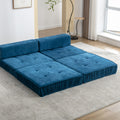 Folding Sofa Bed, Futon Sleeper Chair, Convertible Chair Floor Couch & Sleeping Mattress For Living Room, Guest Room, Home Office, Apartment, Small Space, Bed, Removable Back Cushion, Blue, 1 Seat Blue Chenille Primary Living Space Pillow Back Soft