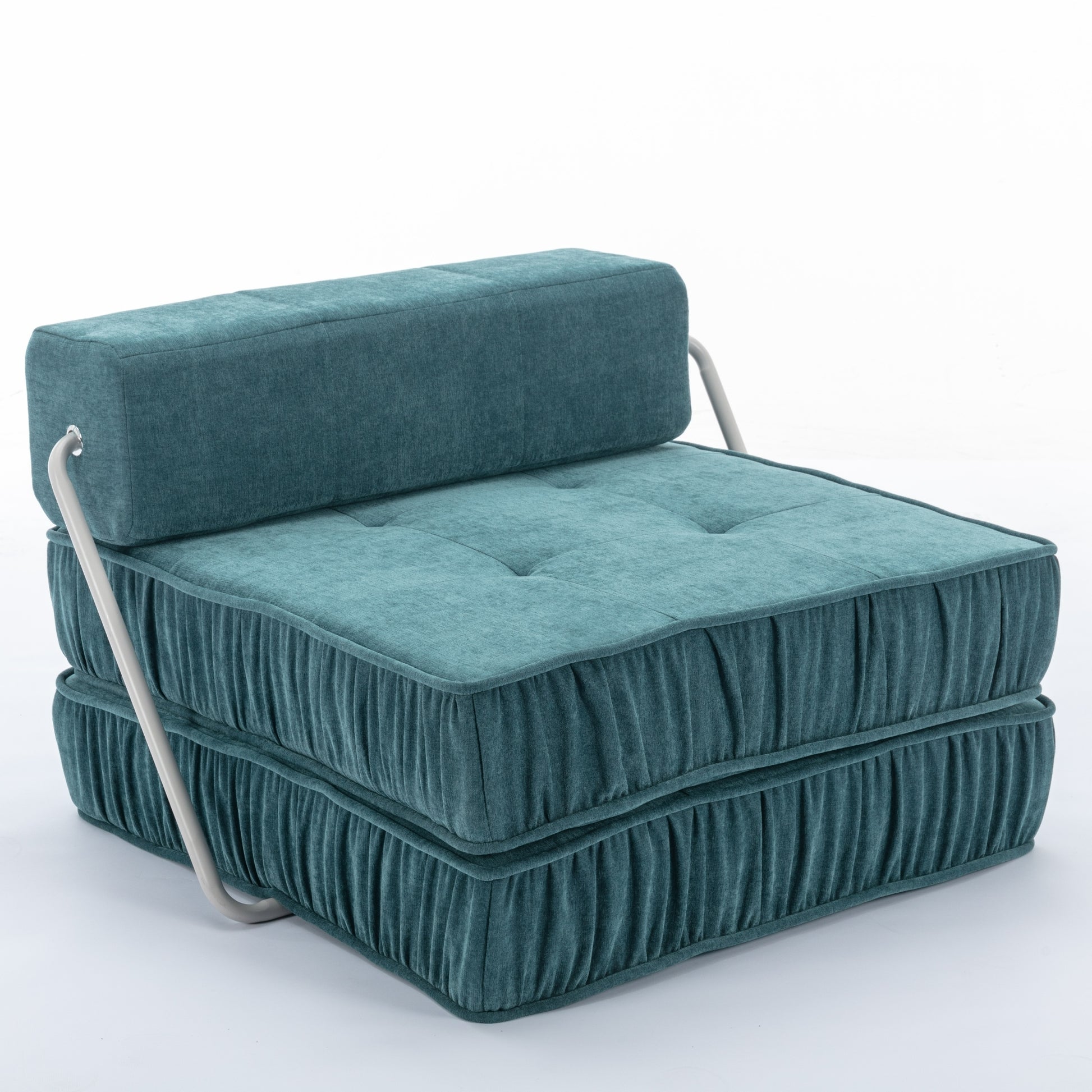 Folding Sofa Bed, Futon Sleeper Chair, Convertible Chair Floor Couch & Sleeping Mattress For Living Room, Guest Room, Home Office, Apartment, Small Space, Bed, Removable Back Cushion, Green, 1 Seat Green Chenille Primary Living Space Pillow Back Soft