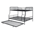 Full Xl Over Queen Metal Bunk Bed With Twin Size Trundle, Black Black Iron