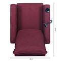 Recliner Chairs For Adults, Adjustable Recliner Sofa With Mobile Phone Holder & Cup Holder, Modern Reclining Chairs Fabric Push Back Recliner Chairs For Living Room, Bedroom, Red Red Foam Polyester