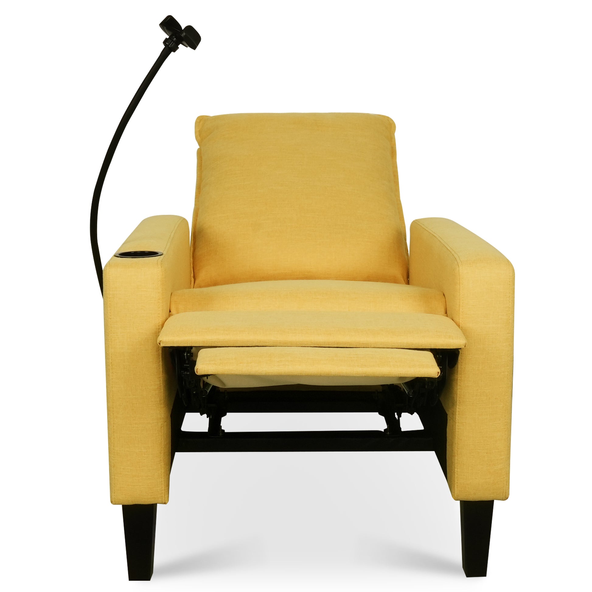 Recliner Chairs For Adults, Adjustable Recliner Sofa With Mobile Phone Holder & Cup Holder, Modern Reclining Chairs Fabric Push Back Recliner Chairs For Living Room, Bedroom, Yellow Yellow Foam Polyester