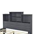 Full Size Storage Platform Bed Frame With 4 Open Storage Shelves And Usb Charging Design,Gray Full Gray Solid Wood Mdf