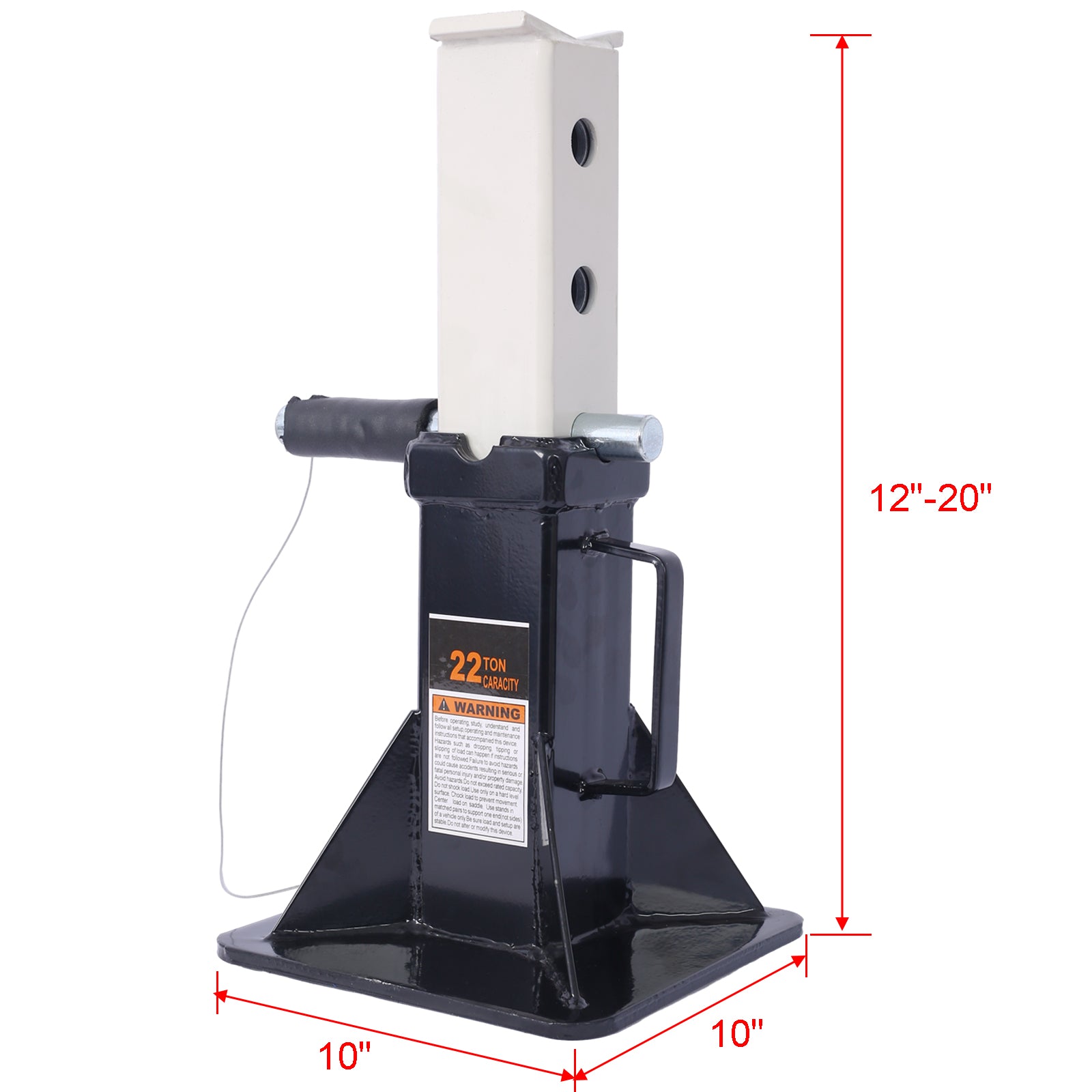 Heavy Duty Pin Type Professional Car Jack Stand With Lock, 22 Ton 44,000 Lb Capacity, Black, 1 Pair Black Steel