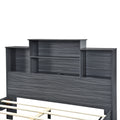 Queen Size Storage Platform Bed Frame With 4 Open Storage Shelves And Usb Charging Design,Gray Gray Solid Wood Mdf