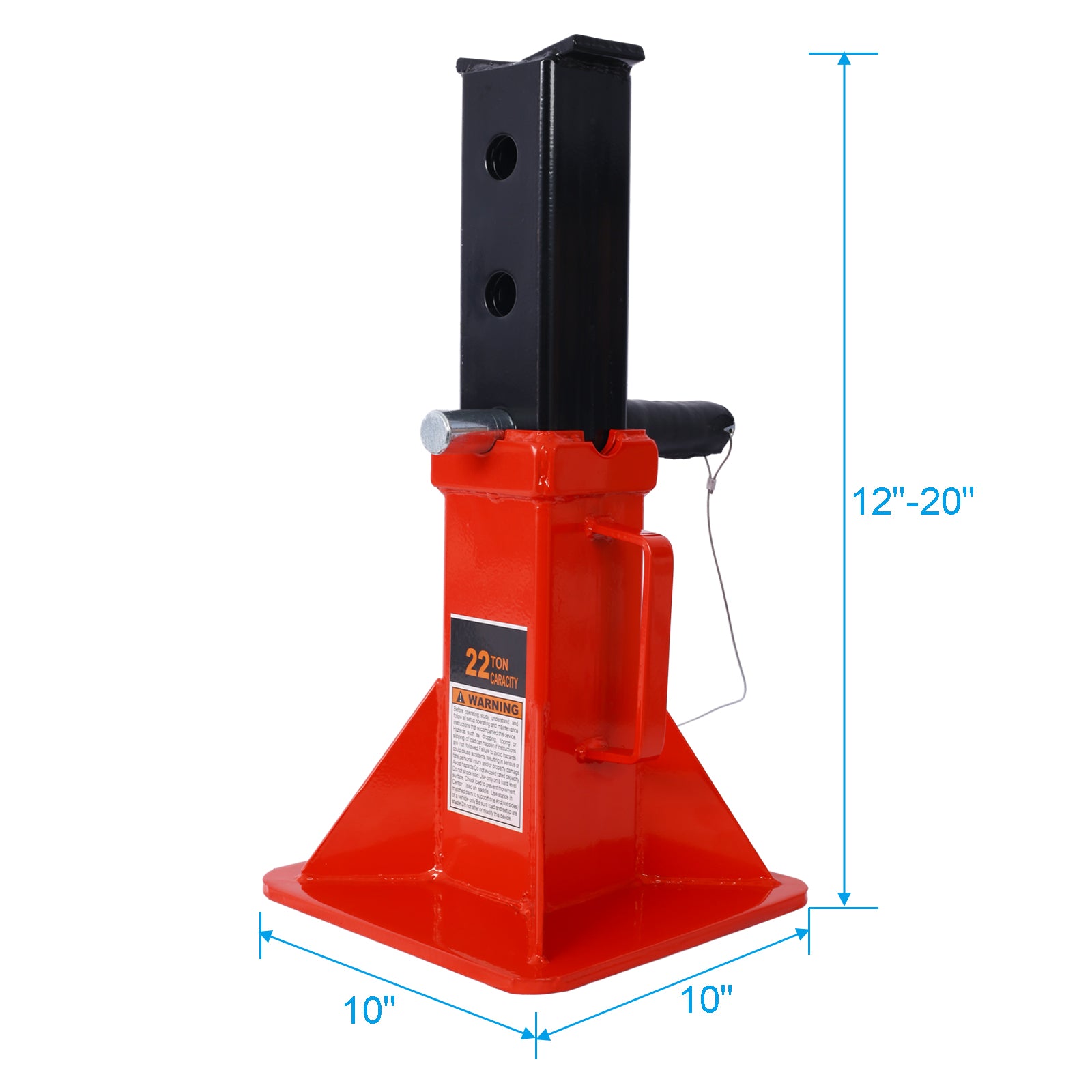 Heavy Duty Pin Type Professional Car Jack Stand With Lock, 22 Ton 44,000 Lb Capacity, Red, 1 Pair Red Steel