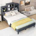 Full Size Storage Platform Bed Frame With 4 Open Storage Shelves And Usb Charging Design,Gray Full Gray Solid Wood Mdf