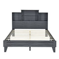 Queen Size Storage Platform Bed Frame With 4 Open Storage Shelves And Usb Charging Design,Gray Gray Solid Wood Mdf