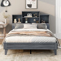 Queen Size Storage Platform Bed Frame With 4 Open Storage Shelves And Usb Charging Design,Gray Gray Solid Wood Mdf