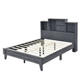 Queen Size Storage Platform Bed Frame With 4 Open Storage Shelves And Usb Charging Design,Gray Gray Solid Wood Mdf