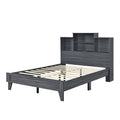 Full Size Storage Platform Bed Frame With 4 Open Storage Shelves And Usb Charging Design,Gray Full Gray Solid Wood Mdf