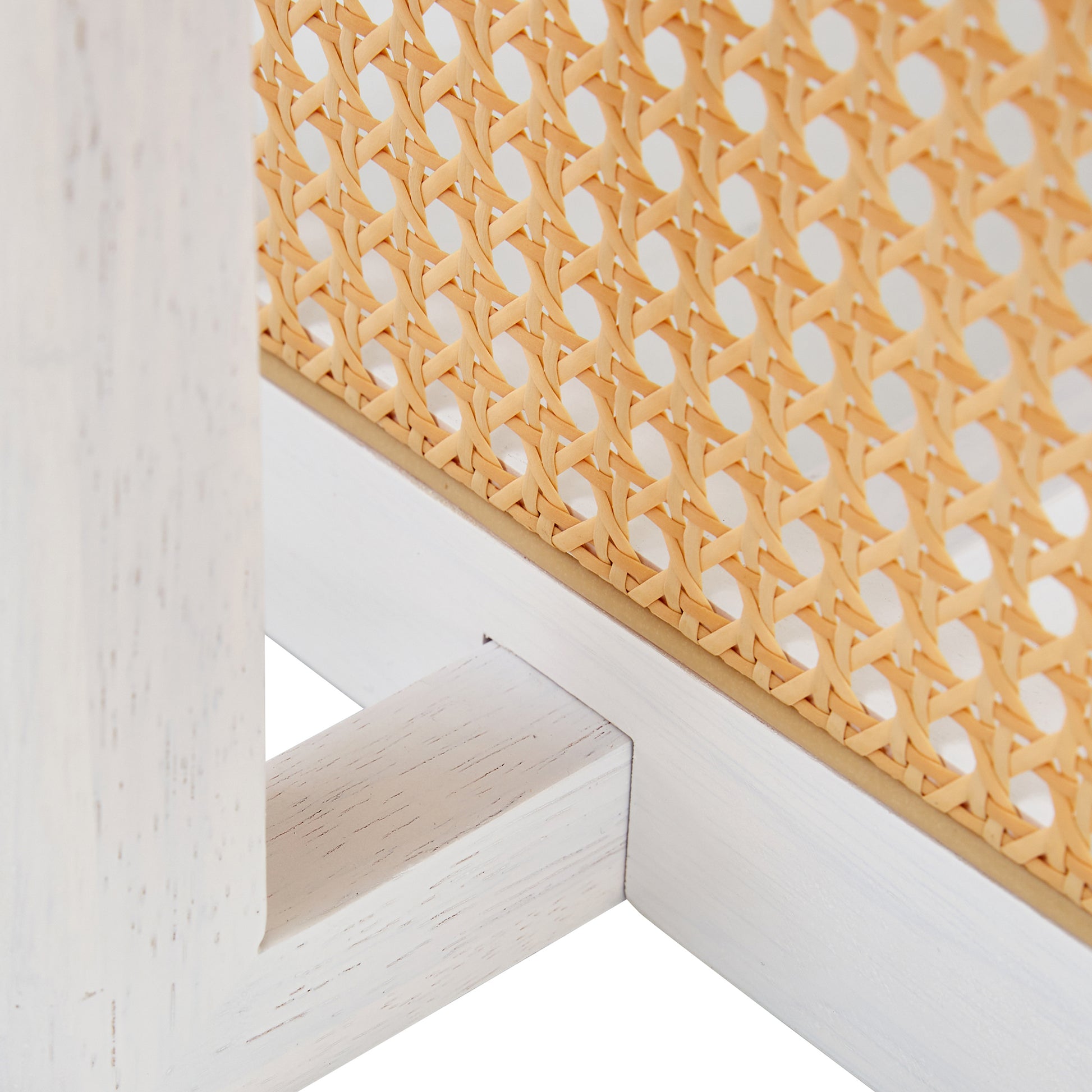 Chinese Style White Solid Wood And Imitation Rattan Coffee Table, Rectangular Solid Wood Coffee Low Table, Small Living Room Coffee Table White Solid Wood