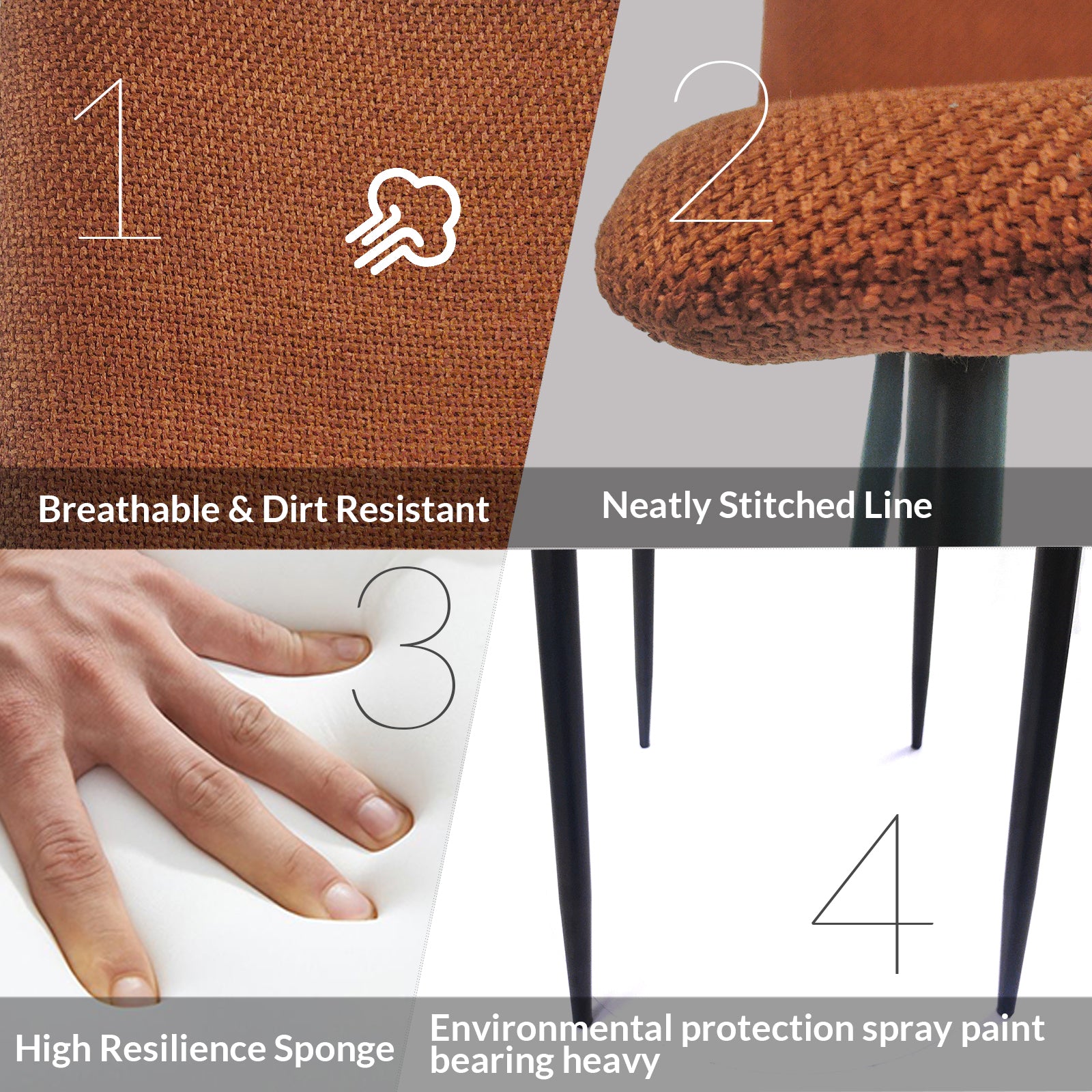 Dining Chairs Set Of 4,Modern Kitchen Dining Room Chairs,Upholstered Dining Accent Chairs In Linen Cushion Seat And Sturdy Black Metal Legs Caramel Metal Caramel Kitchen Dining Chairs Foam Linen