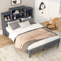Queen Size Storage Platform Bed Frame With 4 Open Storage Shelves And Usb Charging Design,Gray Gray Solid Wood Mdf