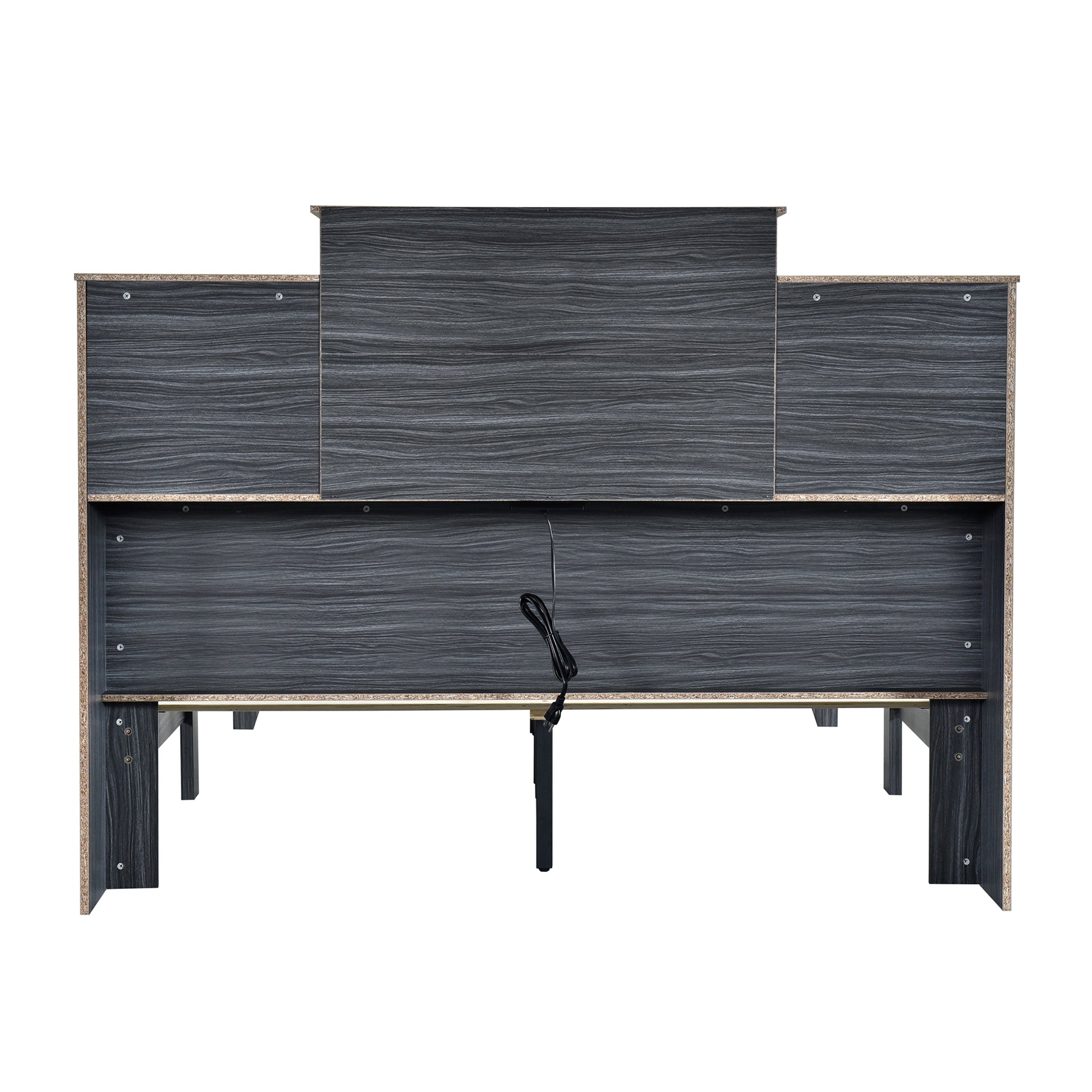 Queen Size Storage Platform Bed Frame With 4 Open Storage Shelves And Usb Charging Design,Gray Gray Solid Wood Mdf