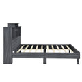 Full Size Storage Platform Bed Frame With 4 Open Storage Shelves And Usb Charging Design,Gray Full Gray Solid Wood Mdf
