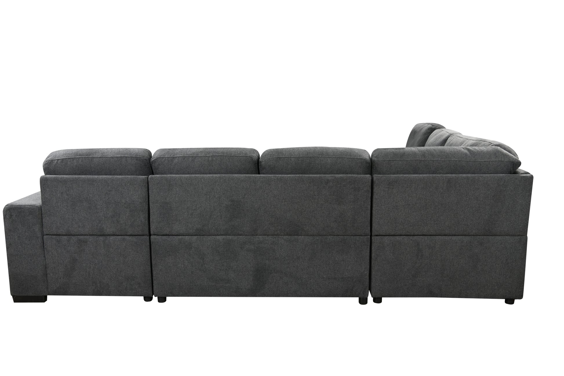 125'' Modern U Shaped 7 Seat Sectional Sofa Couch With Cabinet,Sofa Bed With Storage Chaise Pull Out Couch Bed For Living Room,Dark Gray Light Brown Wood Primary Living Space Heavy Duty Eucalyptus 7 Seat Dark Gray Polyester Soft Pillow Back Modern Square