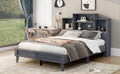 Queen Size Storage Platform Bed Frame With 4 Open Storage Shelves And Usb Charging Design,Gray Gray Solid Wood Mdf
