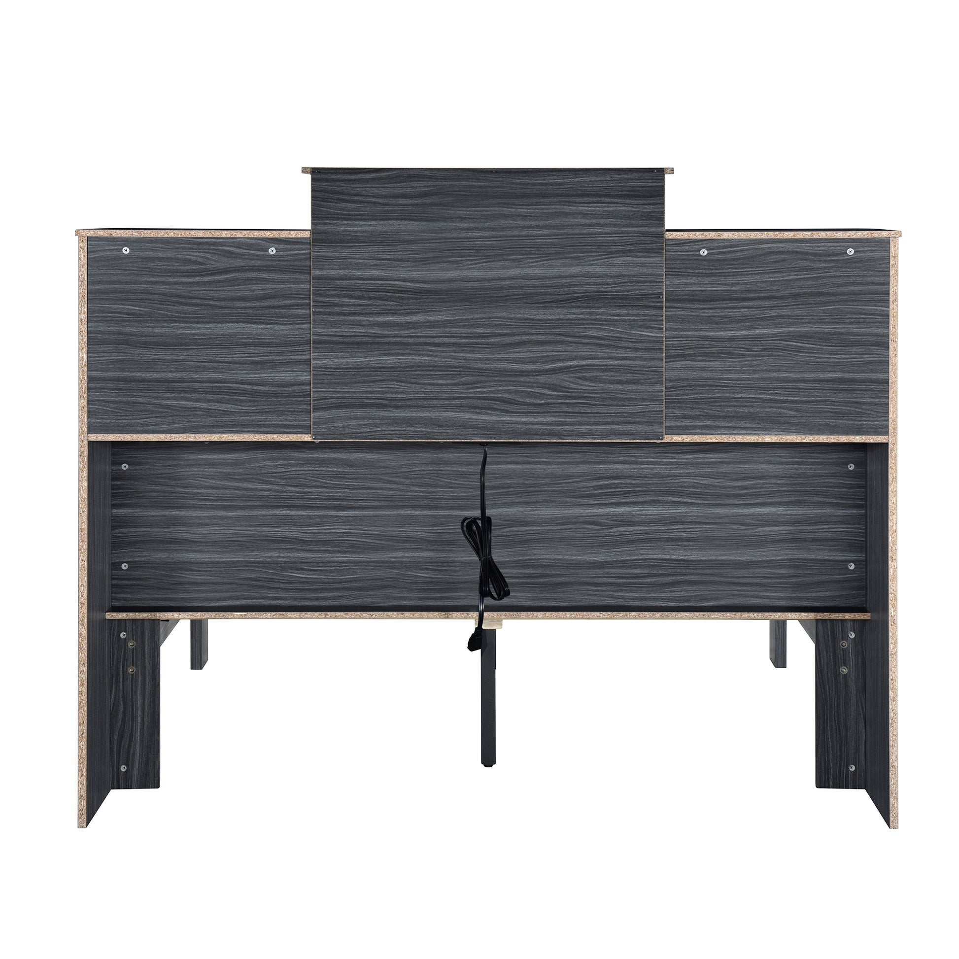 Full Size Storage Platform Bed Frame With 4 Open Storage Shelves And Usb Charging Design,Gray Full Gray Solid Wood Mdf