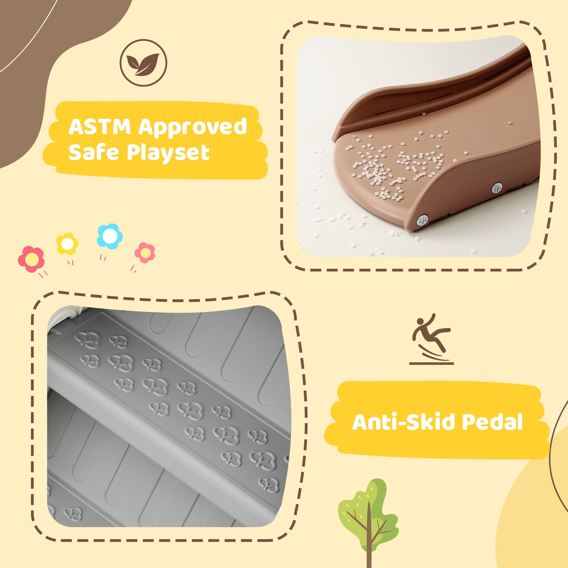 4 In 1 Toddler Slide And Swing Set, Kids Playground Climber Slide Playset With Basketball Hoop,Freestanding Combination For Babies Coffee 50 99 Lbs Hdpe