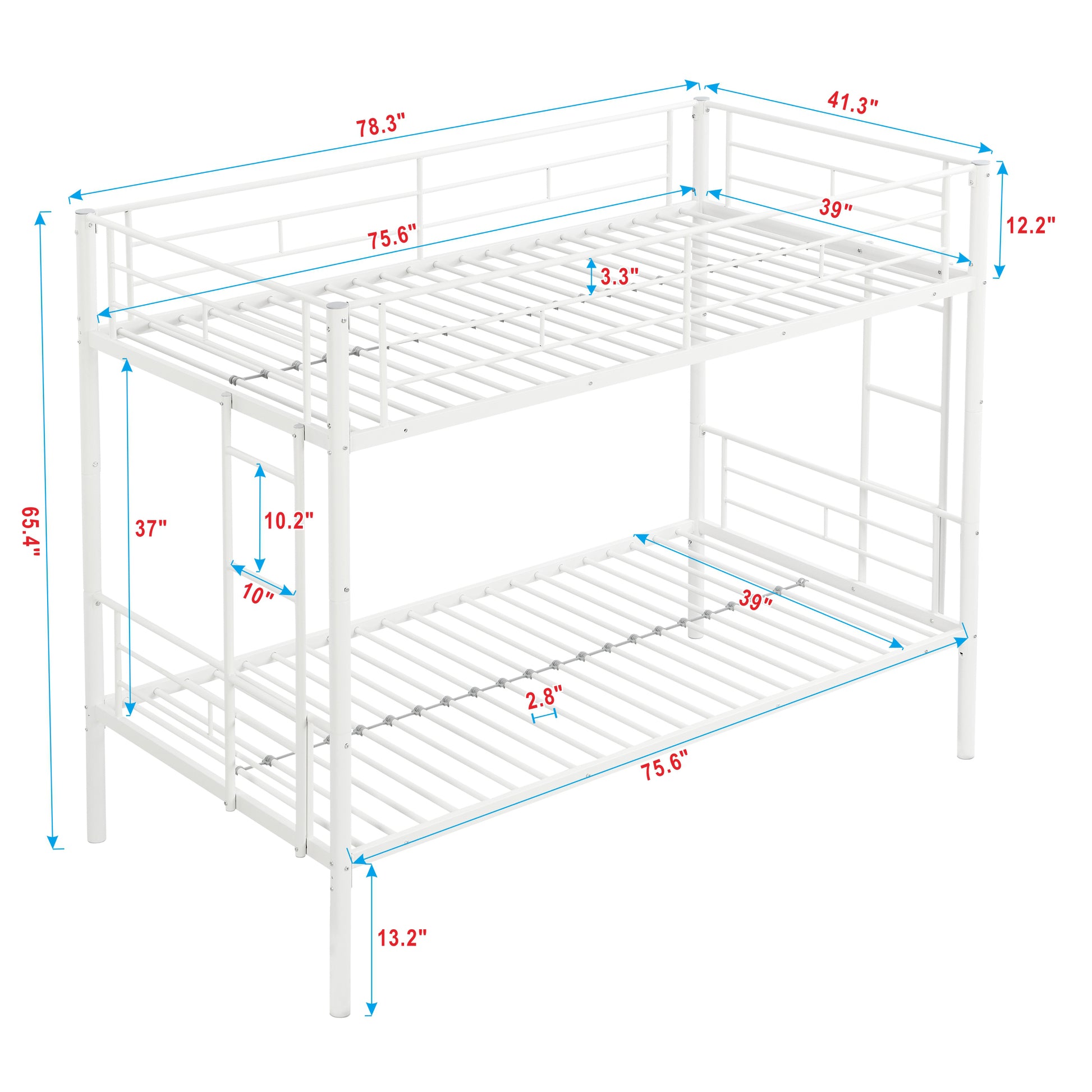 Metal Bunk Bed White White Metal